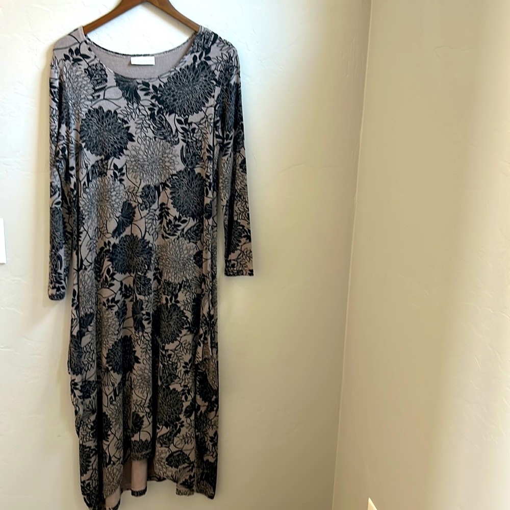 Bryn Walker grey French terry floral pattern dress in size Small